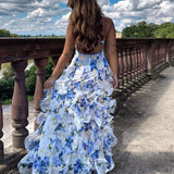 Marlene – Maxikleid mit Blumen und Rüschen