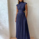 LeniWear – Maxikleid mit Stehkragen