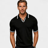 Marc | Herren-Strick-Poloshirt mit Kontrastabschlüssen